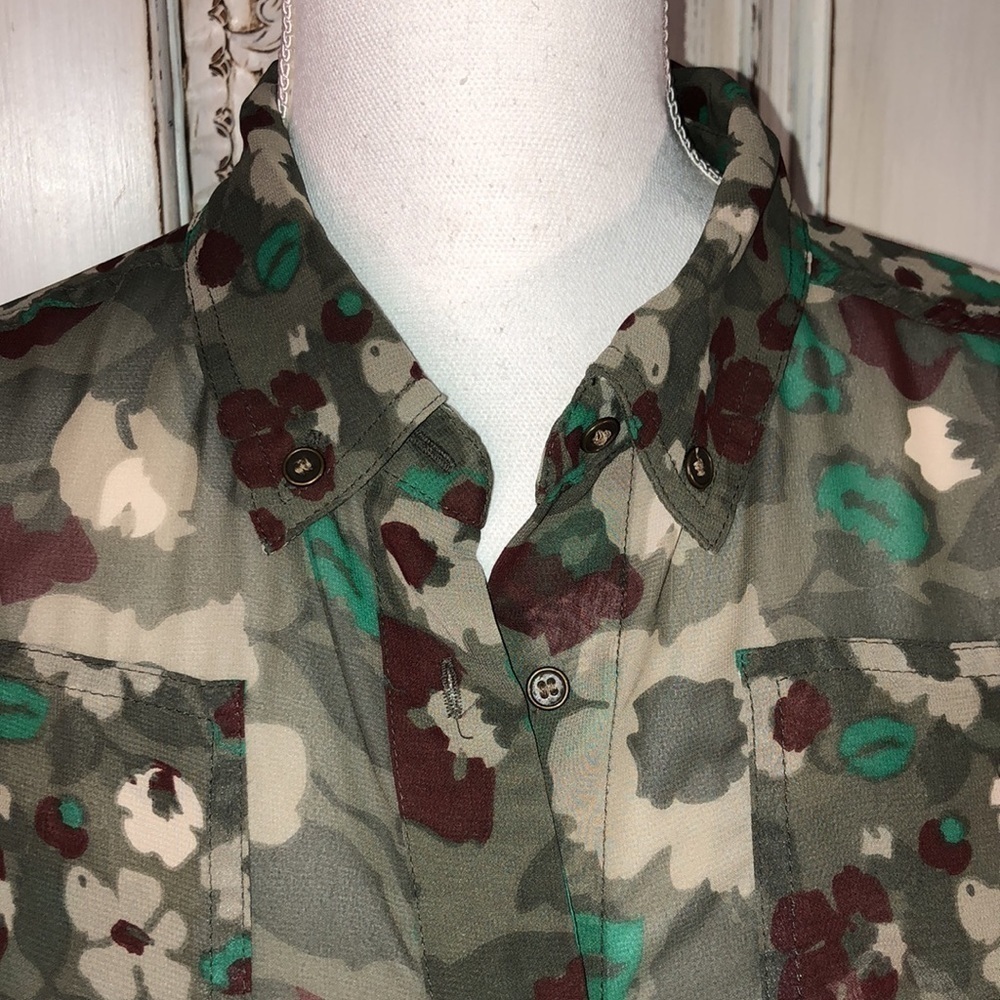 L’Amour by Nanette Lepore Sheer Long Sleeve Button Down Dress S/M - Picture 6 of 14